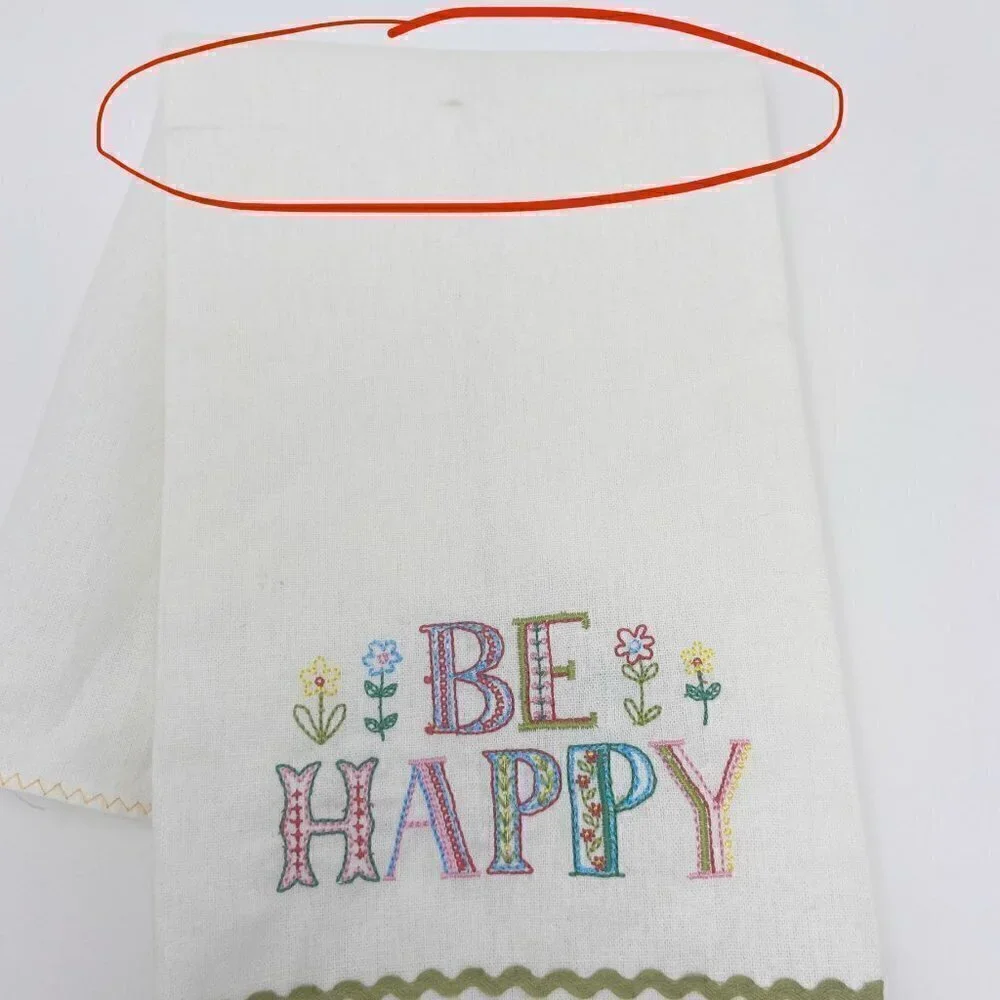NATURAL LIFE | Be Happy Kitchen Hand Tea Towel Embroidered